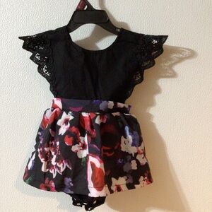 Floral Black Lace Kids Bodysuit